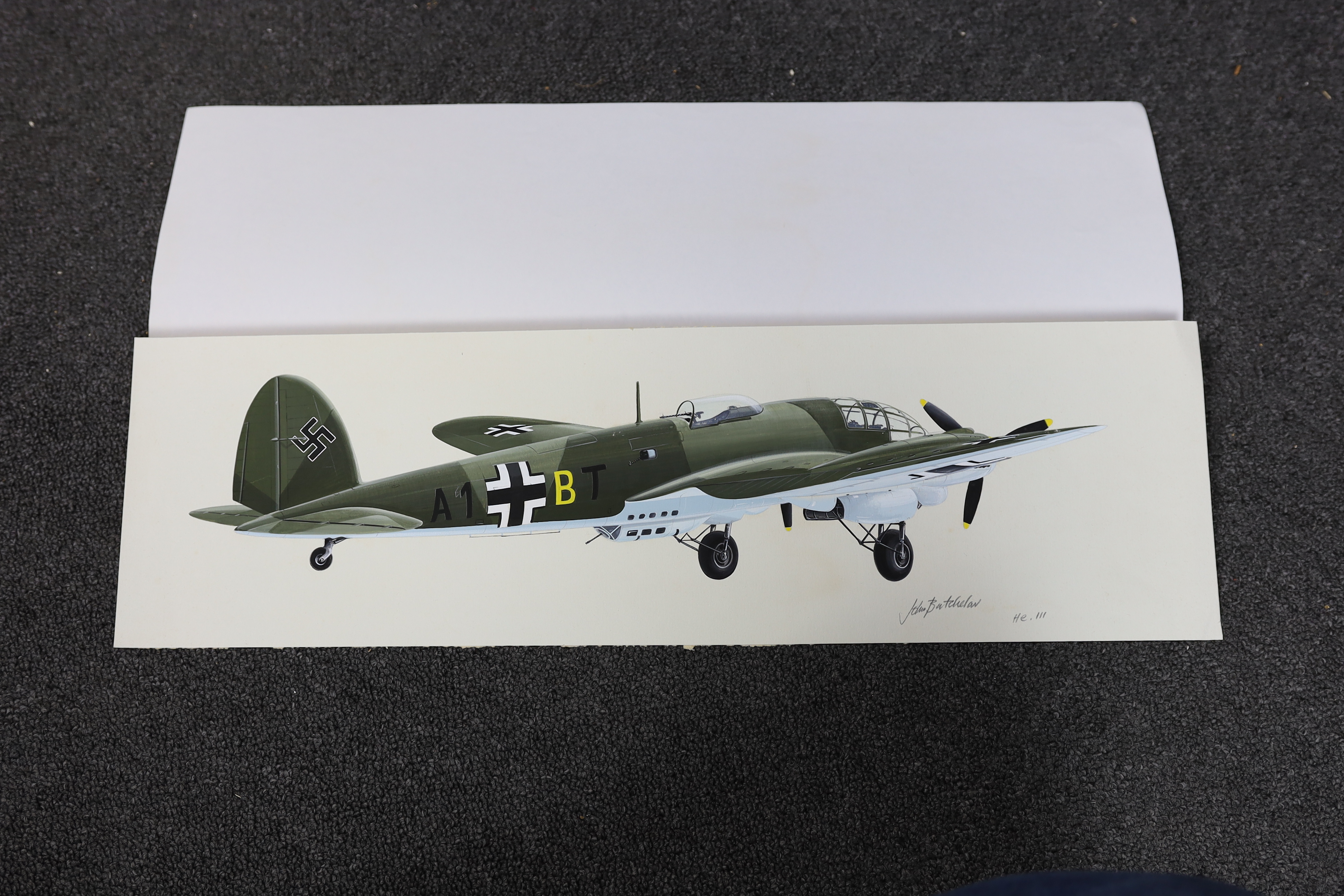 John Henry Batchelor MBE (1936-2019), Studies of military aircraft, gouache, watercolour and pencil (8), largest 25 x 53cm, unframed, Please note this lot attracts an additional import tax of 5% on the hammer price